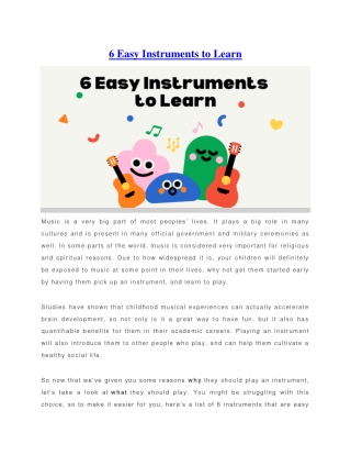6 Easy Instruments to Learn