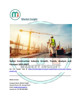 Indian Construction Industry, Share, Trends, Analysis and Forecast 2021-2027