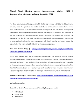 Global Cloud Identity Access Management Market 2021