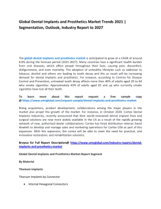 Global Dental Implants and Prosthetics Market Trends 2021