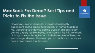 MacBook Pro Dead Best Tips and Tricks to Fix the Issue