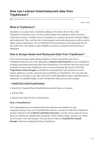 1How Can I Extract Hotels & Restaurants Data From TripAdvisor