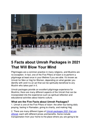 5 Facts About Umrah Packages in 2021 That Will Blow Your Mind