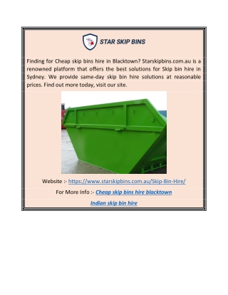 Cheap Skip Bins Hire Blacktown  Starskipbins.com.au
