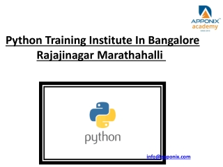 Python Training Institute In Bangalore Rajajinagar Marathahalli PPT