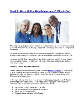 Need To Have Molina Health Insurance? Check Out!