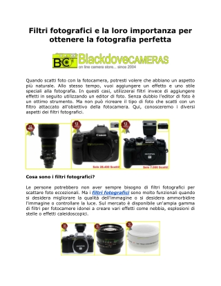 Filtri fotografici e la loro importanza per ottenere la fotografia perfetta