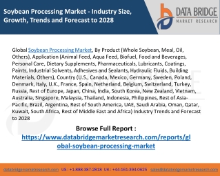 Soybean Processing Market Report 2021 Market Size by Key Players, Types