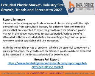 Extruded Plastic Market : Executive Summary and Analysis By Top Players, Product