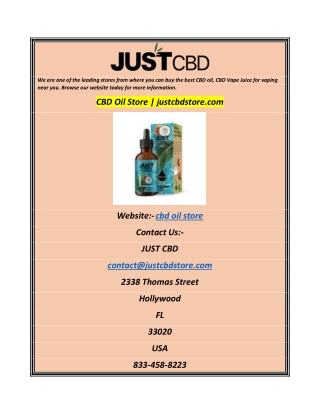 CBD Oil Store  justcbdstore.com