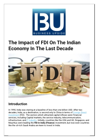 The Impact of FDI On The Indian Economy In The Last Decade