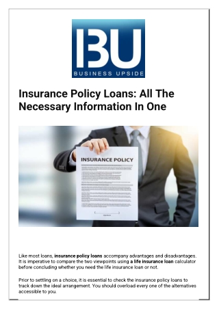 Insurance Policy Loans All The Necessary Information In One