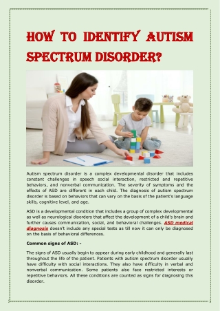 How To Identify Autism Spectrum Disorder?