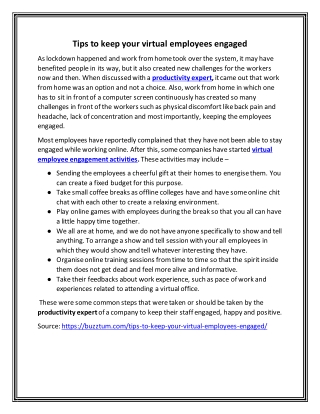 Tips to keep your vietual employees engaged