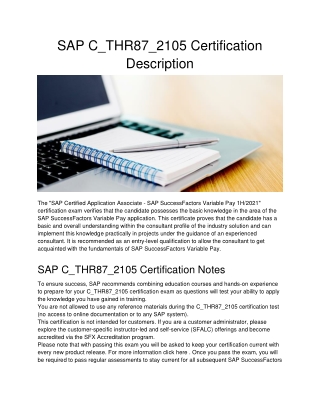 SAP C_THR87_2105 Certification Description