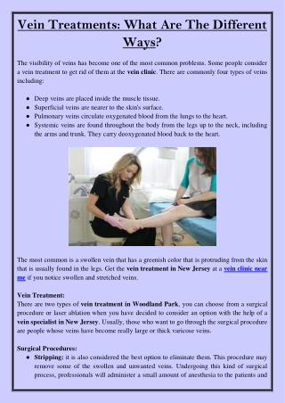 Vein Treatments What Are The Different Ways