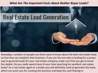 What Are The Important Facts About Realtor Buyer Leads?