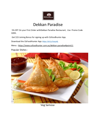 5% Off - Dekkan Paradise Indian Restaurant Boronia Heights Menu, QLD