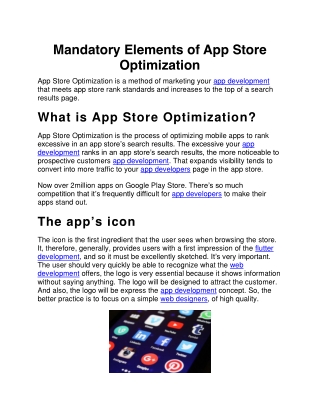 Mandatory Elements of App Store Optimization