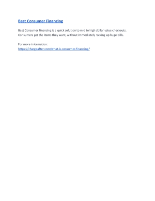 Best Consumer Financing