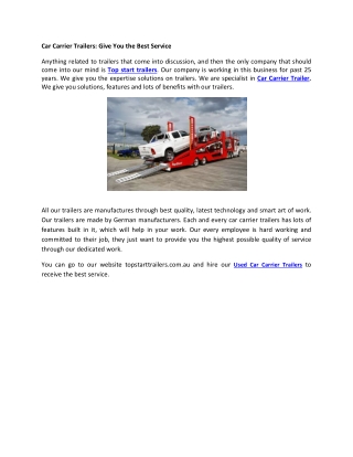 Car Carrier Trailers: Give You the Best Service