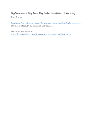 BigCommerce Buy Now Pay Later Consumer Financing Platform