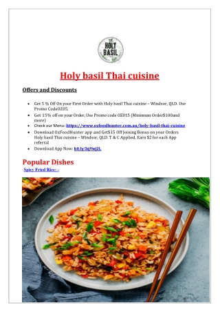 5% Off - Holy basil Thai cuisine Windsor Menu, QLD