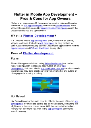 Flutter in Mobile App Development – Pros & Cons for App Owners