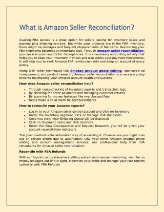 What is Amazon Seller Reconciliation