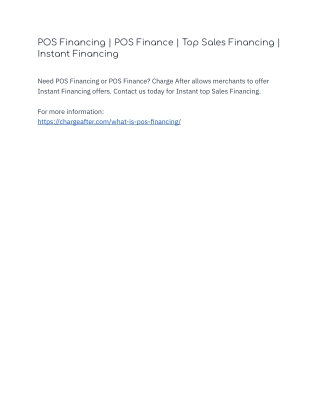 POS Financing | POS Finance | Top Sales Financing | Instant Financing