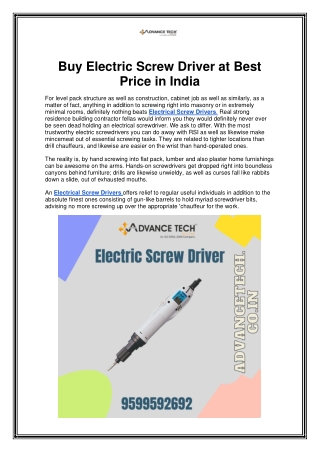 Buy Electric Screw Driver at Best Price in India