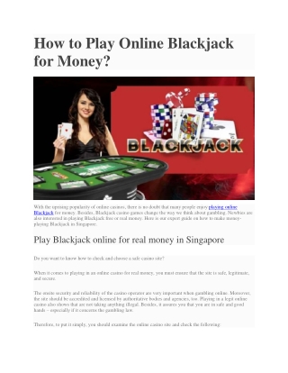 How to Play Online Blackjack for Money?