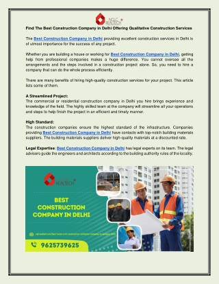 Find the Best Construction Company in Delhi