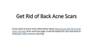 Get Rid of Back Acne Scars