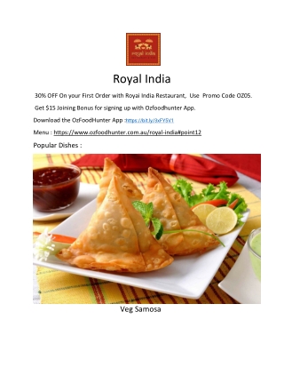 Royal India Cairns takeaway menu - 30% off your order