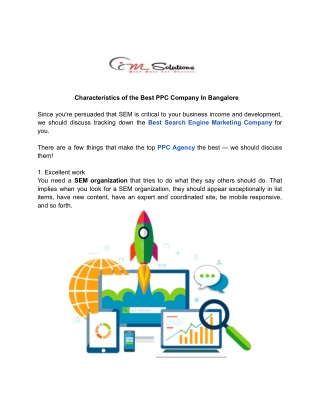 Characteristics of the Best PPC Company In Bangalore