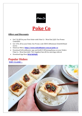 5% Off - Poke Co Japanese Restaurant Menu West End, QLD