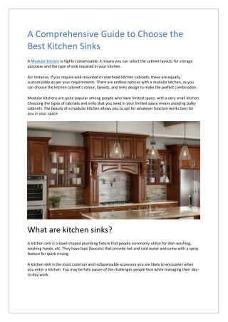 A Comprehensive Guide to Choose the Best Kitchen Sinks