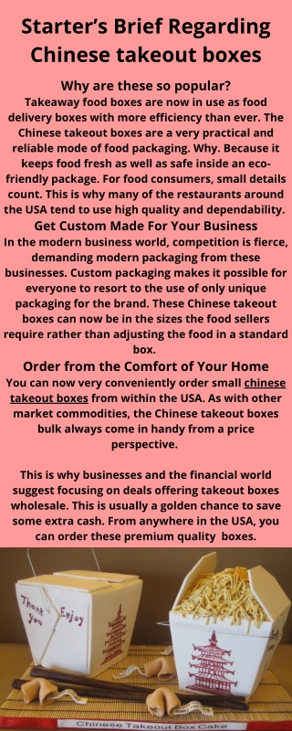 Starter’s brief regarding chinese takeout boxes | Food Boxes!