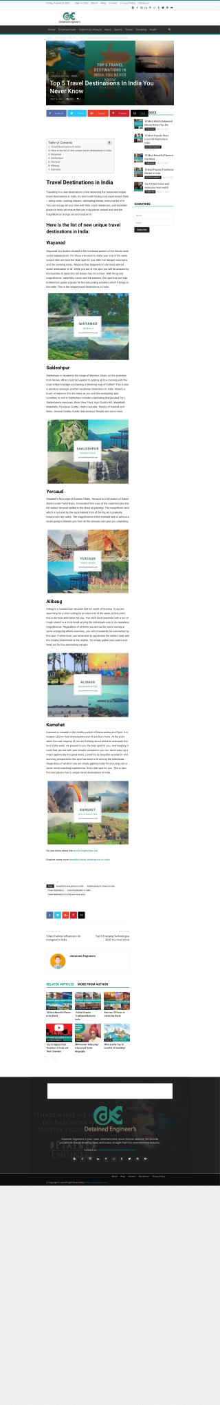 Top 5 Unique Travel Destination In India