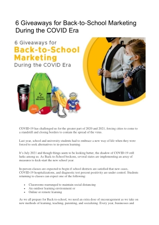 6 Giveaways for Back-to-School Marketing During the COVID Era - Business