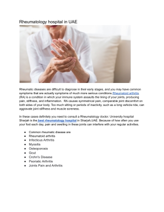 Rheumatology hospital Sharjah -UAE