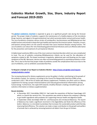 Eubiotics Market Trends, Size, Competitive Analysis and Forecast 2019-2025