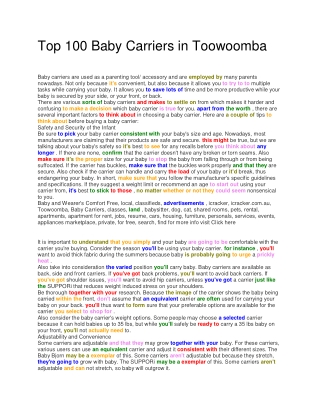 Top 100 Baby Carriers in Toowoomba (1)