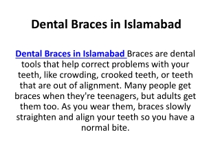 Dental Braces in Islamabad