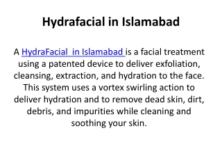 Hydrafacial in Islamabad