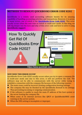 METHODS TO RESOLVE QUICKBOOKS ERROR CODE H202