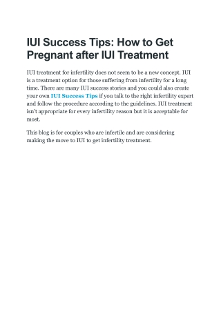 IUI Success Tips -  How to Get Pregnant after IUI Treatment