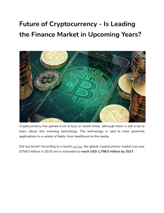 Future of Cryptocurrency - Is Leading the Finance Market in Upcoming Years