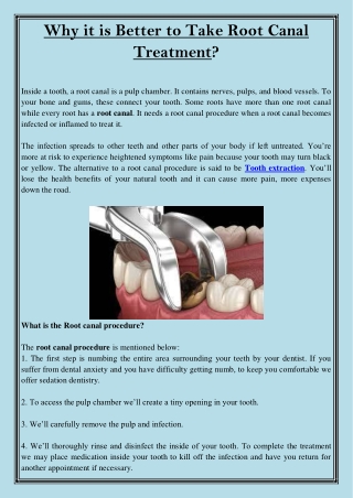 Why it is Better to Take Root Canal Treatment